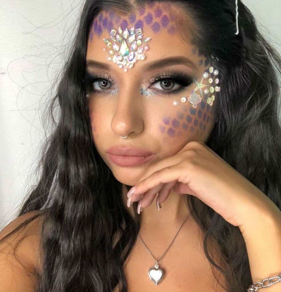 maquillaje de sirena de halloween