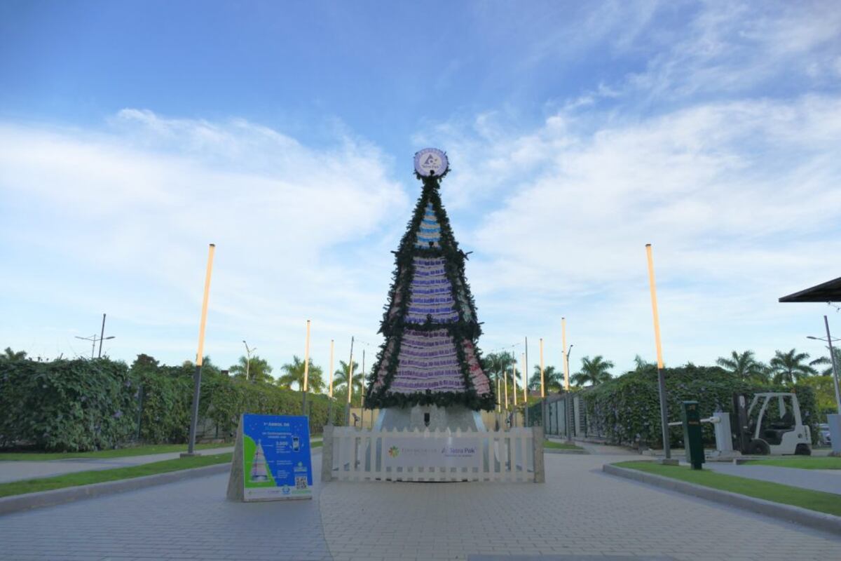 Árbol con envases de Tetra Pak ilumina la Navidad