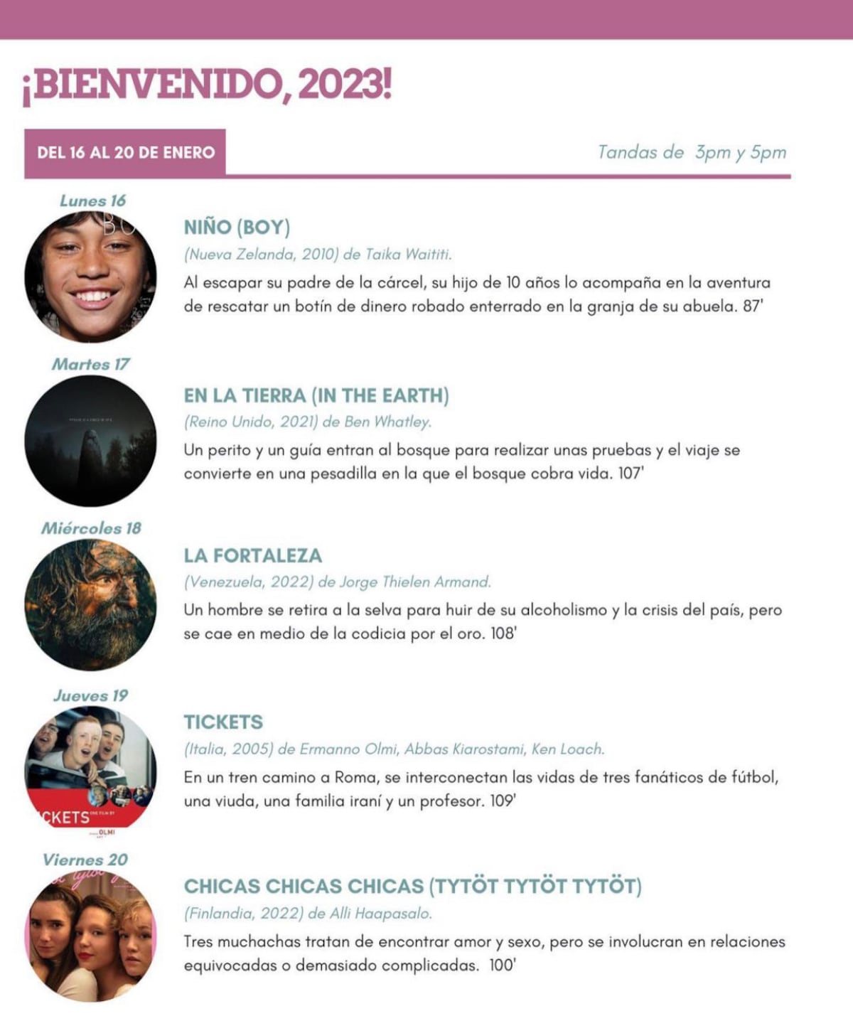 Esta es la cartelera del Cine Universitario, donde puedes ver películas gratis y llevar tu propia comida