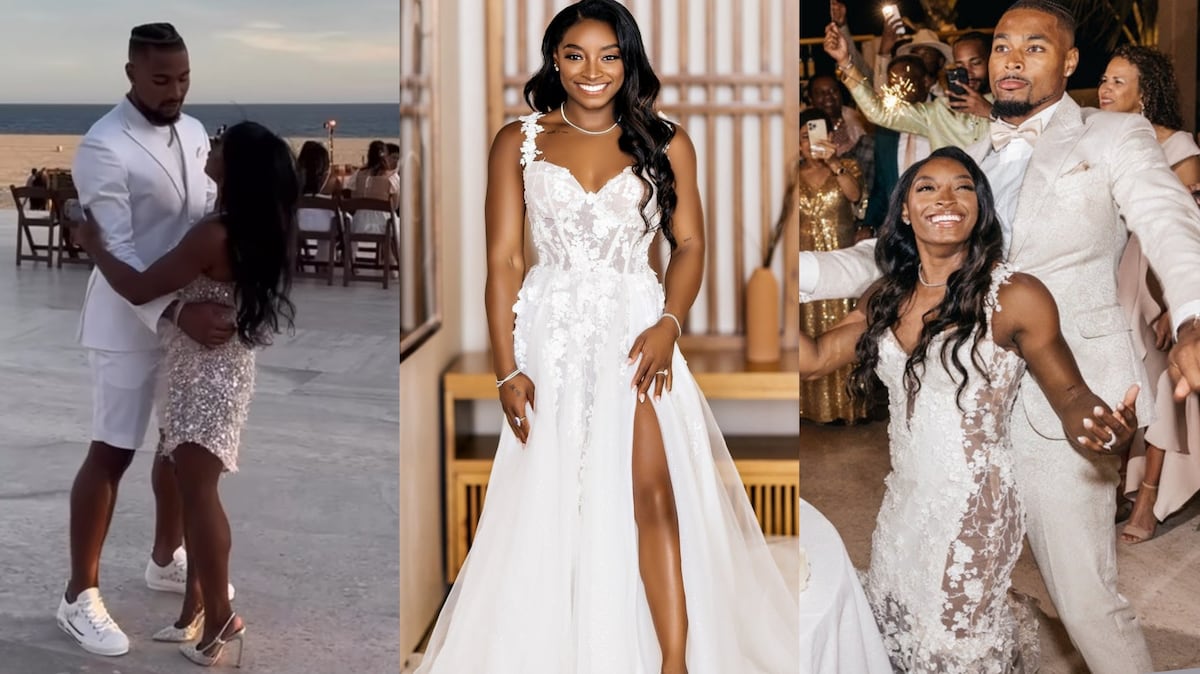 Simone Biles, la gimnasta más premiada de la historia, y sus cuatro vestidos de novia 