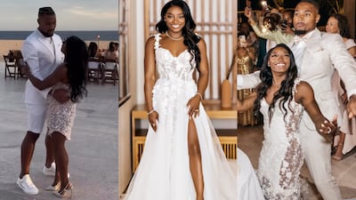 Simone Biles, la gimnasta más premiada de la historia, y sus cuatro vestidos de novia 