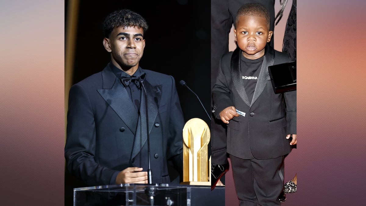 Lamine Yamal y su hermanito de dos años, de Dolce & Gabanna para el Balón de Oro 2024