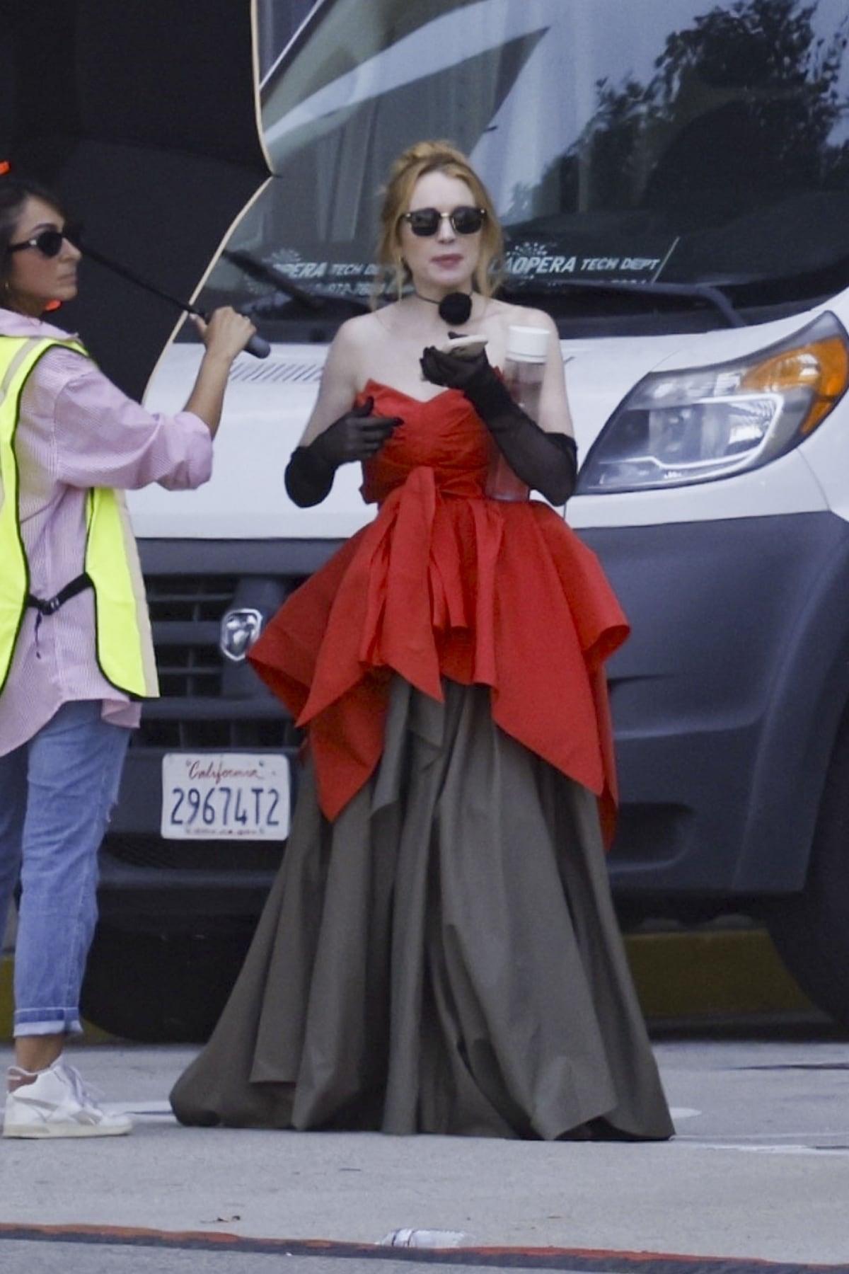 Lindsay Lohan y Jamie Lee Curtis durante el rodaje de Freaky Friday 2 en Los Ángeles