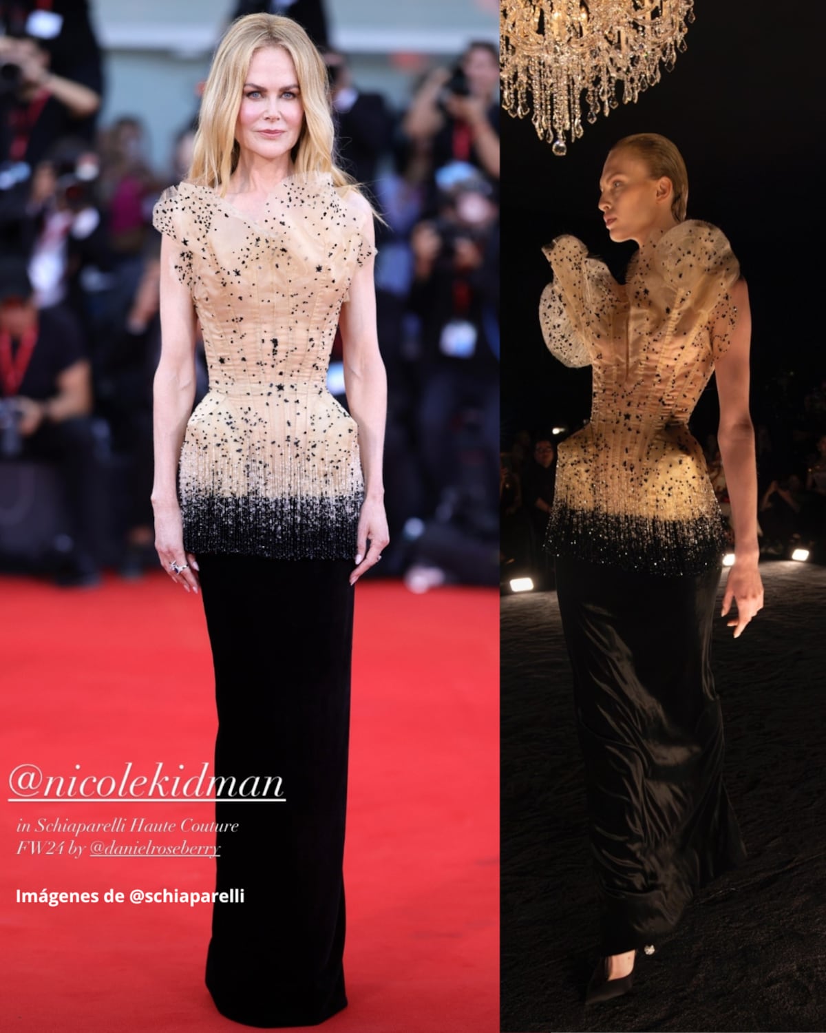 Directo de la pasarela: Nicole Kidman y su vestido de alta costura de Schiaparelli para el Festival de Venecia