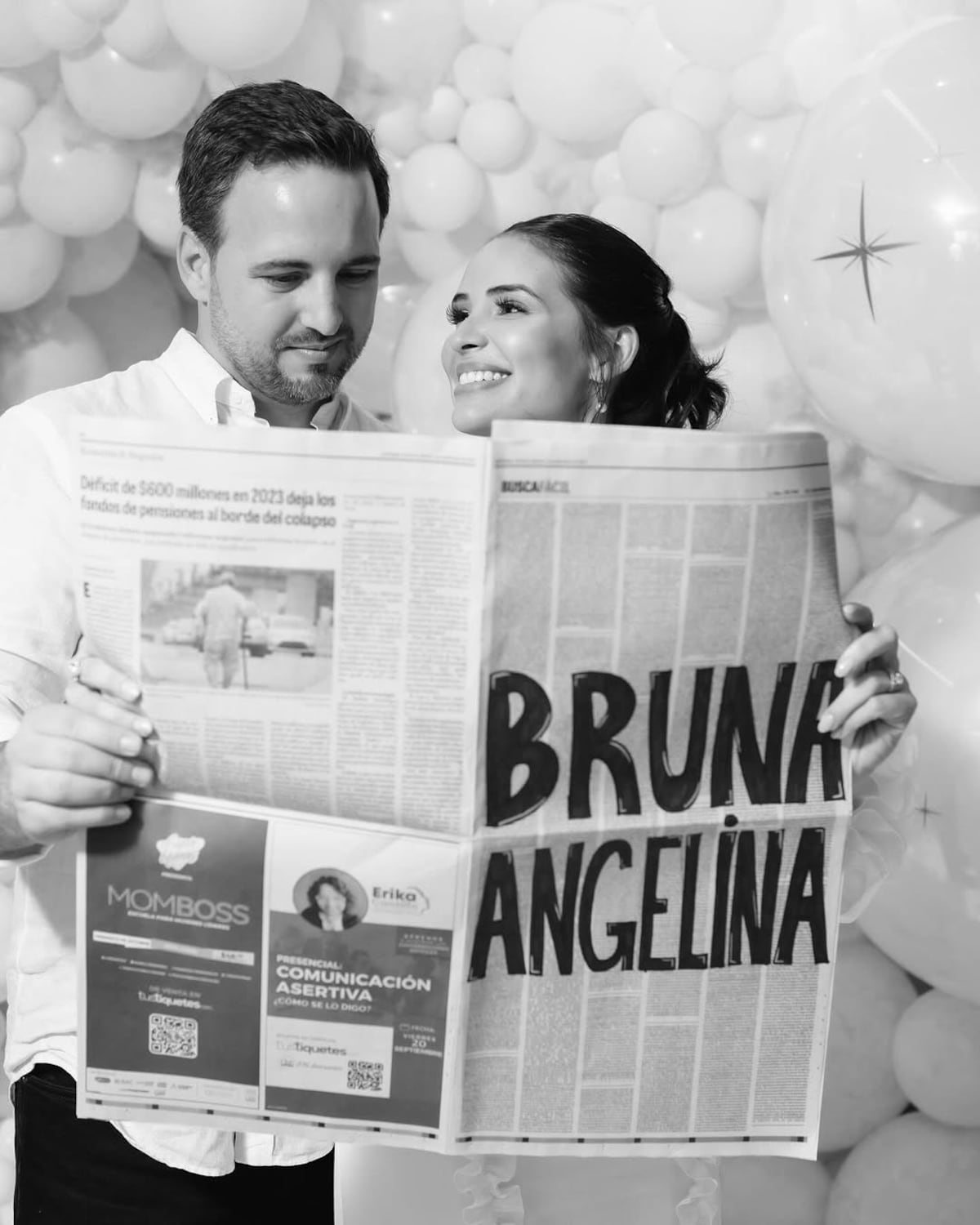 Sheldry Sáez revela el nombre de su bebé: Bruna Angelina con un ejemplar de La Prensa