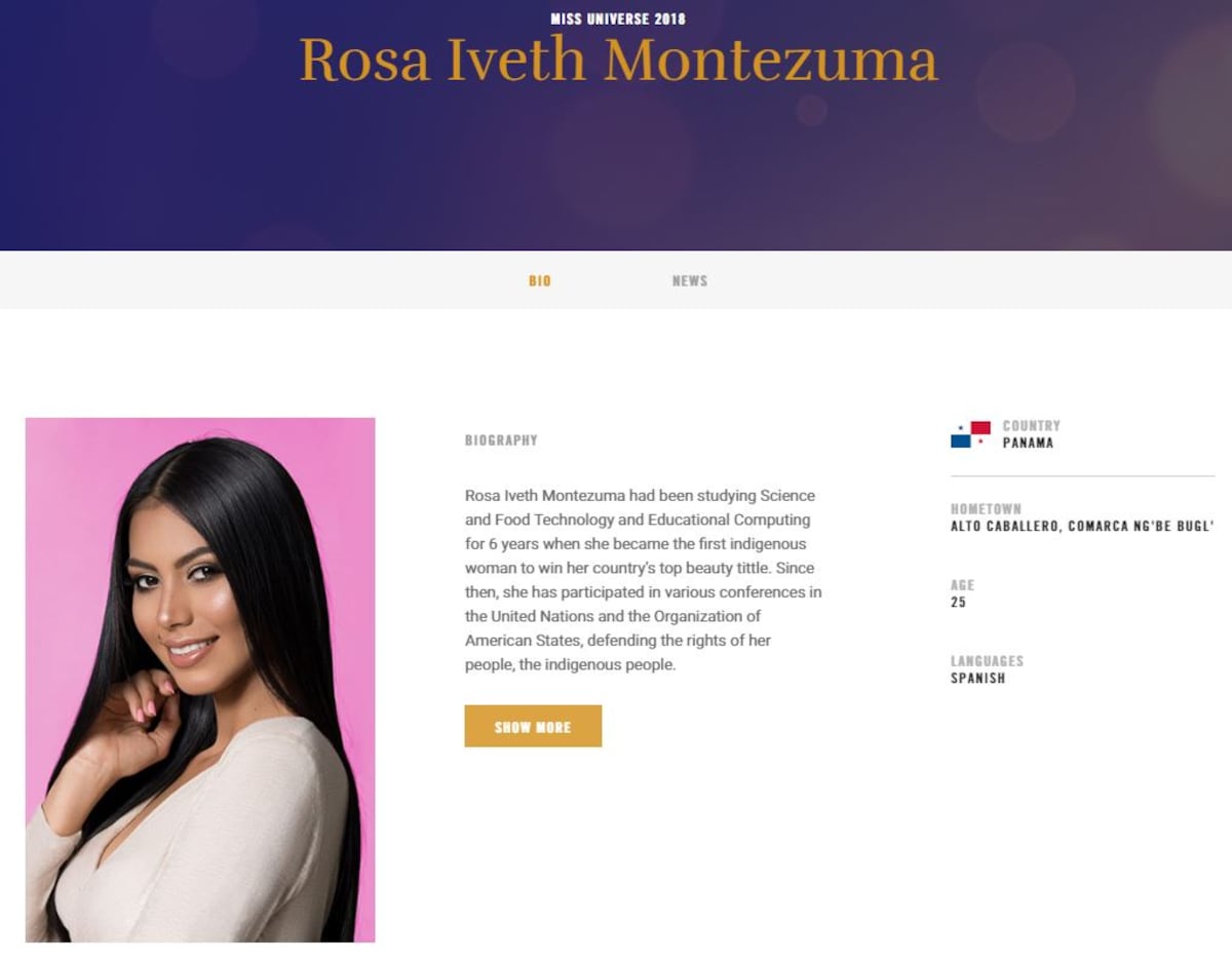 La foto oficial de Rosa Montezuma en Miss Universo