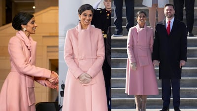 Vestida de rosa y de Óscar de la Renta: Usha Vance, la segunda  dama de Estados Unidos