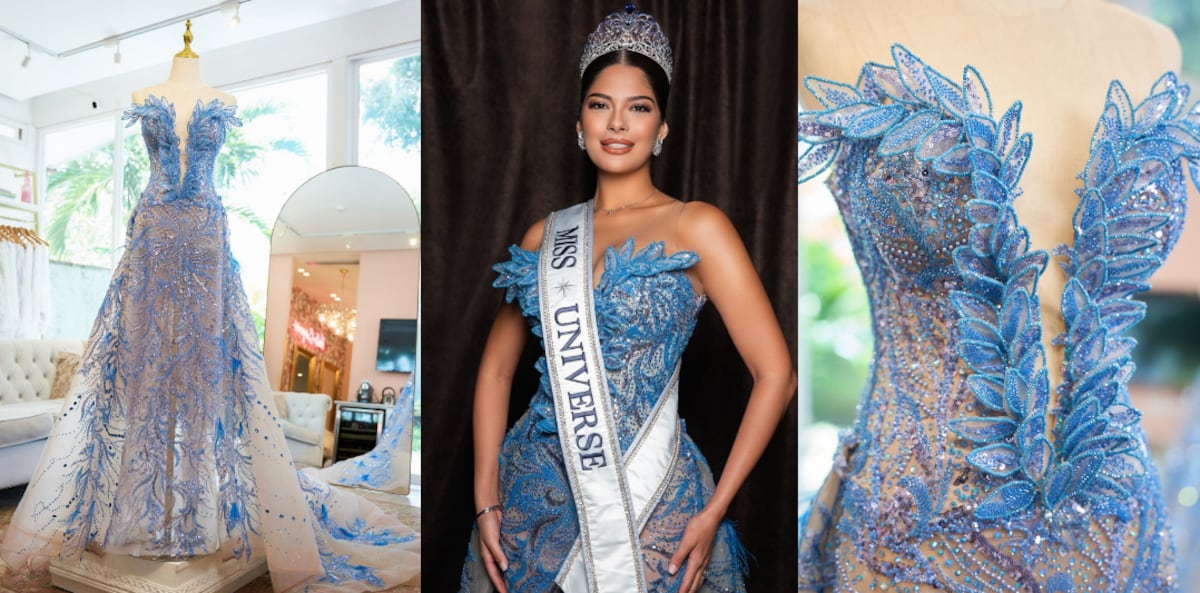 El vestido hecho por manos gunas e inspirado en nuestros mares de Sheynnis Palacios en la final de Miss Universe Panamá