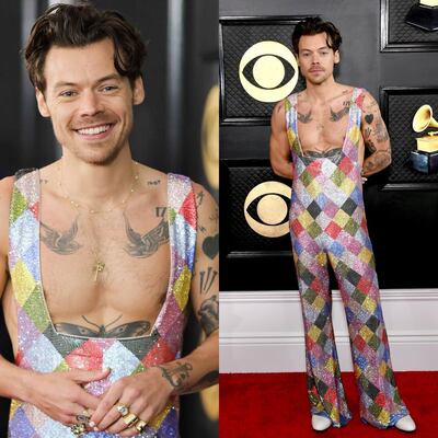 Los tres looks de Harry Styles en los premios Grammy 2023