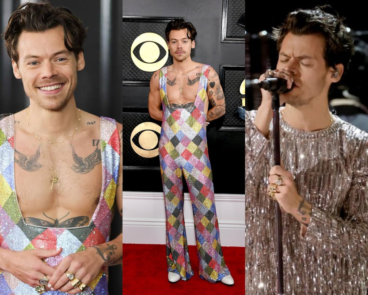 Los tres looks de Harry Styles en los premios Grammy 2023