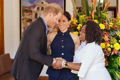 El príncipe Harry y Meghan, duquesa de Sussex, están en Colombia en una alianza contra el ciberacoso y la violencia digital