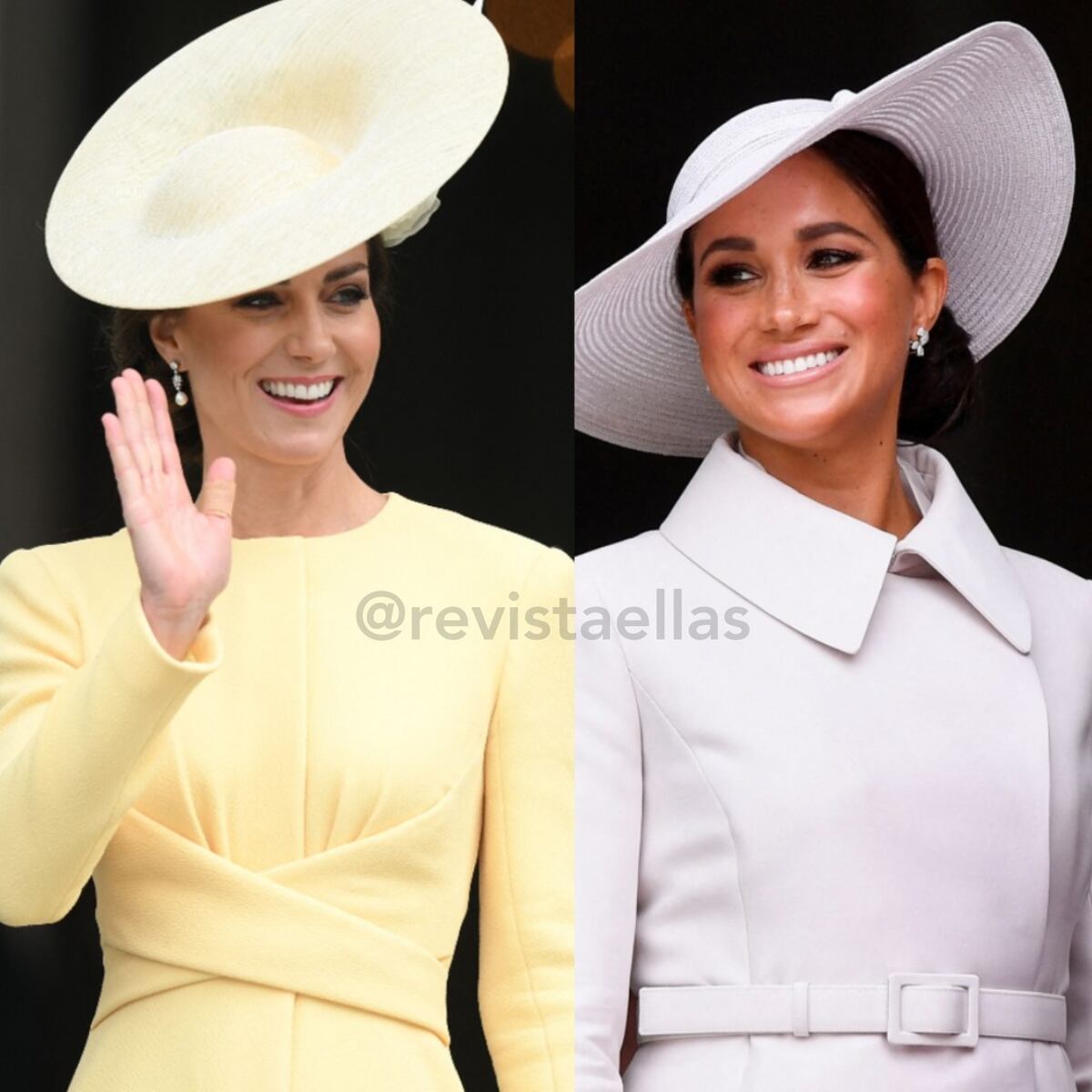 Las duquesas Meghan y Kate, y sus looks similares en las fiestas de la reina