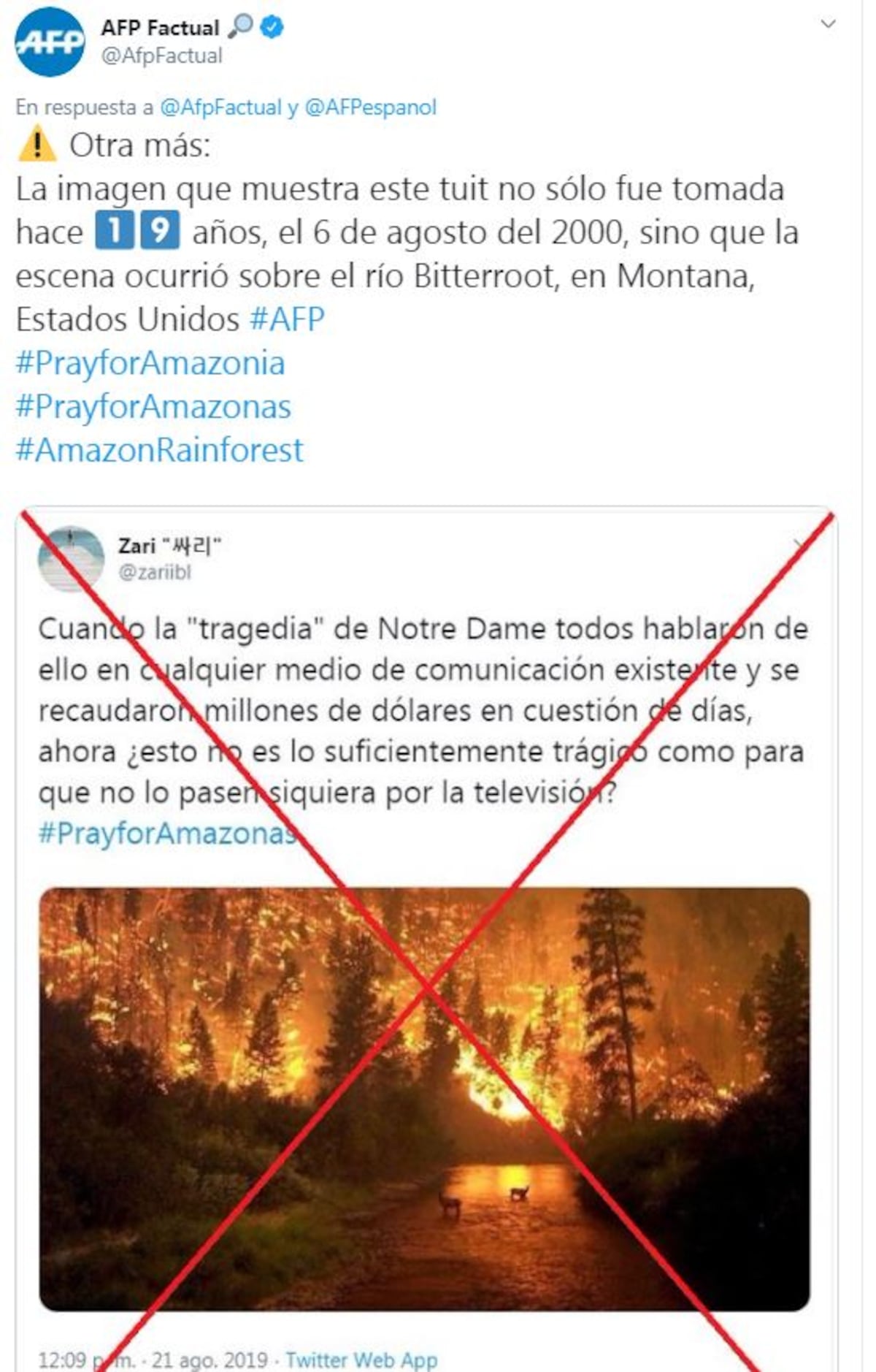 Las imágenes ‘engañosas’ del incendio de Amazonas