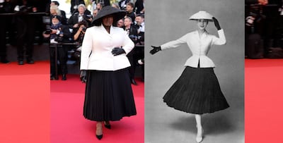 La silueta New Look, creada en 1947 por Christian Dior, regresa en una versión presentada en el Festival de Cannes