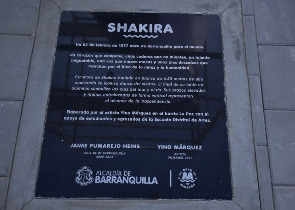 6 metros de bronce y una falda que se convierte en olas: así es la estatua de Shakira en Barranquilla