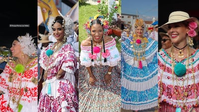 Atheyna Bylon, Lía Victoria Borrero, Miroslava Morales, y demás personalidades panameñas en el Desfile de las Mil Polleras 2025